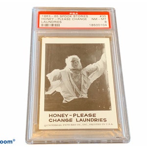 Horror Universal Monsters Trading Card Vintage 1963 Leaf Spook Stories Graded PSA 8 Wolfman Werewolf Curse hamer verandering wasserijen