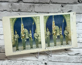 Scheda di visualizzazione stereoscopica vintage Stereoview Stereoscopio Foto WW2 WWII West Point