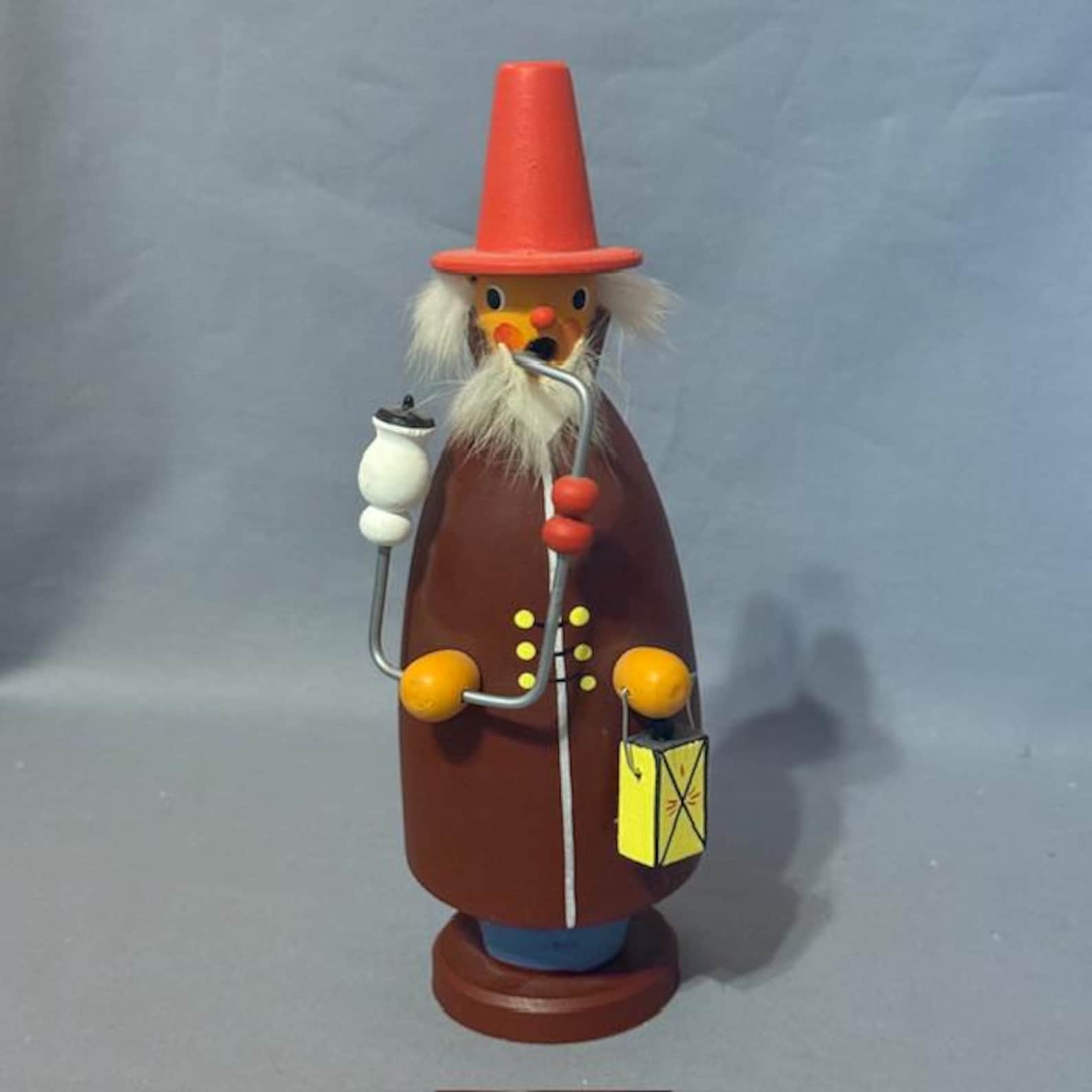 Erzgebinge Ulbricht Smoker Figure Wood Carved Steinbach Germany Pipe Lantern Hat