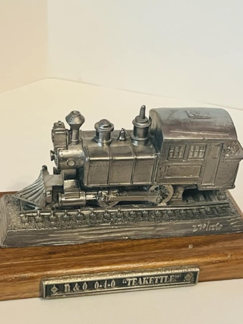 Michael Ricker Pewter Train Locomotive Model Figurine Railroad B&O Teakettle 040 image 3