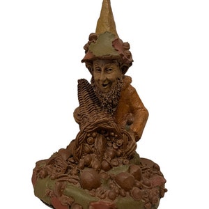 Tom Clark Gnome Figurine vtg sculpture SIGNED Cairn Plenty Thanksgiving Irish UK