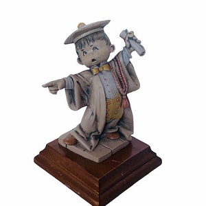GRADUATION SCHOOL COLLEGE vintage Roman Fontanini figurine Italy Depose resin sculpture vtg mcm gift diploma wood base rare