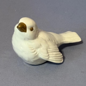 Vintage Bird Figurine Sculpture Goebel Hummel West Germany Chickadee Gold White