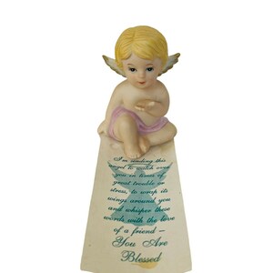 Heavenly Cherubs Figurine Angel gift for trouble stress get well blessed Homco