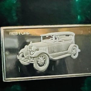 Franklin Mint Silver Bar Mini Ingot 1975 Centennial Car Classic 1928 Ford vtg us