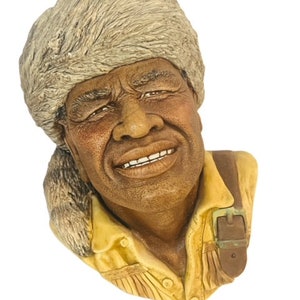 Bosson Chalkware Legend Figurine England Face Bust 1988 York Hunter Black