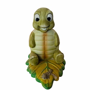 HOMCO TURTLE FIGURINE Home Interior Gift vintage Anthropomorphic leaf ceramic porcelain tortoise sculpture decor caterpillar centipede