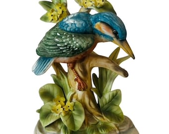 Kingfisher Shafford Japan Bird  Figurine Porcelain gift flower vtg sculpture mcm