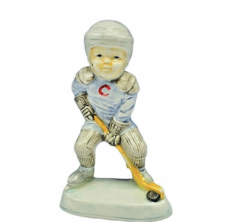 Hockey player figurine vtg Albertas ceramic molds 1974 Etsy