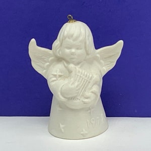 GOEBEL BIRTHDAY ANGEL Christmas ornament ringing bell porcelain figurine statue sculpture hummel W Germany west vintage vtg mcm 1978 harp