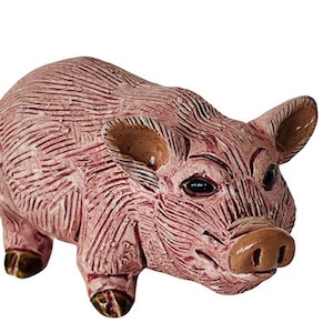 Pig Figurine Anthropomorphic Farm Hog Piglet sculpture Peru hand carved Leps vtg