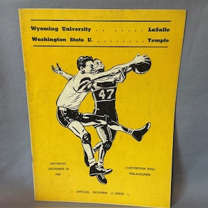 Vintage Basketball Souvenir Program Print Ad 1942 Wyoming Temple Bracket Lasalle