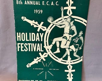 Vintage basketprogramtryckfäste 1959 Julfestival Oscar Robertson