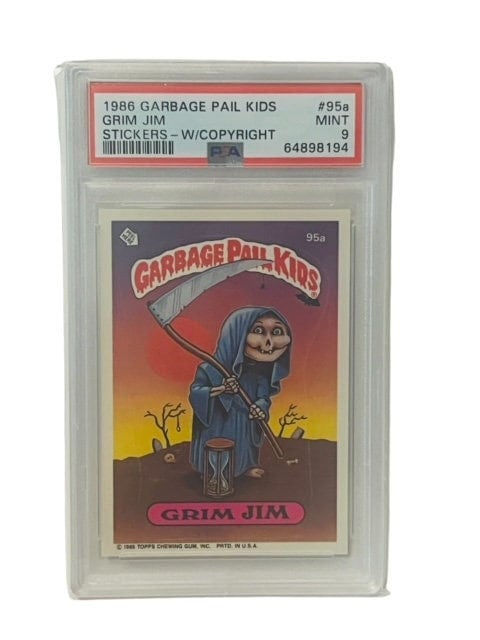 rare garbage pail kid cards 1986 Kids Posters Trading Card Box 36 Empty Pack Wrappers Grim Jim Garbage Pail Kids