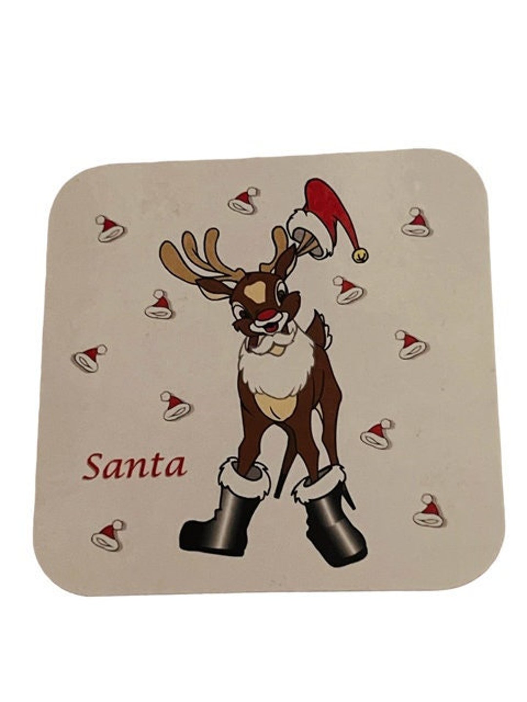 Rudolph Red Nosed Reindeer Christmas Drink Coaster Egg Nog Etsy