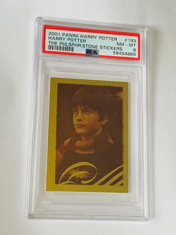 harry potter trading cards rare Harry Potter Trading Card Sticker Vintage 2001 Panini Philosophers Sorcerer  Stone Wizard PSA 8 Mint Daniel Radcliffe #193 Gryffindor Glossy