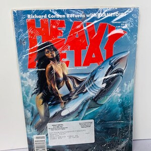 HEAVY METAL MAGAZINE Vintage Comic-Buch Graphic Novel Vtg Sexy Monster Fantasy Ephemera Adult Mag Januar 1992 Versiegelter Mailer Planetoid BC4