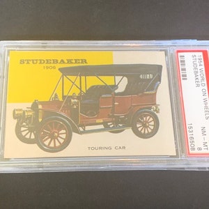 1954 World on Wheels trading card sports classic car automobile Graded slabbed PSA 8 Mint RARE vintage #53 Studebaker 1906 Touring image 2