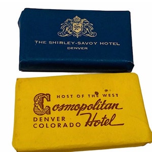 HOTEL MOTEL ADVERTISING Soap bar travel memorabilia souvenir unused sealed Americana vtg mixed lot 2 Cosmopolitan Shirley Savoy Colorado Co