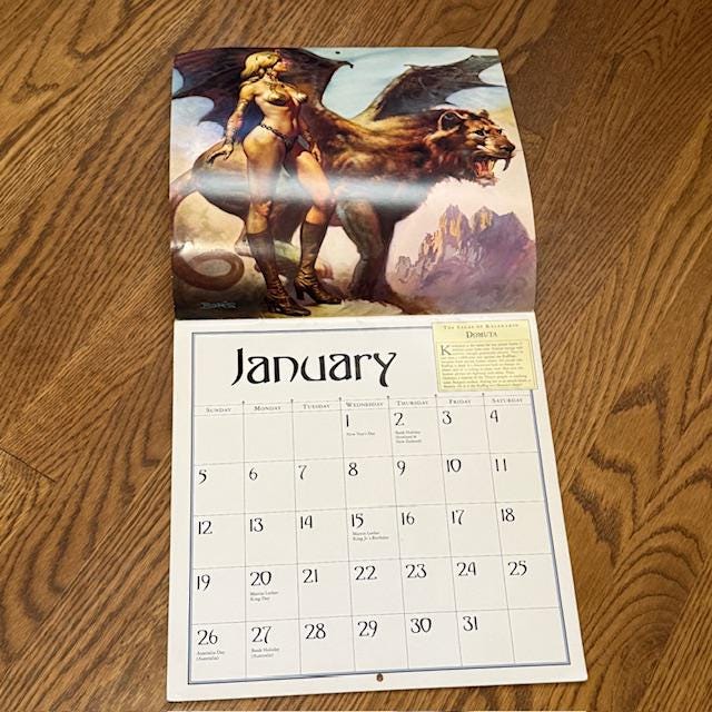 Vintage Boris Vallejo 1997 Calendar Domuta Simvar Mala Susat Tlini