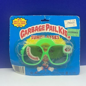 POUBELLE ENFANTS vtg 1986 jouet impérial de collection topps gomme publicité Gpk lunettes de soleil scellées vert tommy tomb mummy lunettes BC3