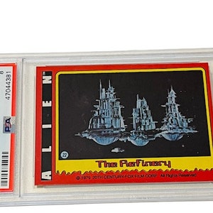 Alien Trading Card Ripley 1979 Fox 20th Sigourney Weaver PSA 8 Mint graded ZELDZAME scifi-memorabilia verzamelobject #22 The Refinery Space Ship