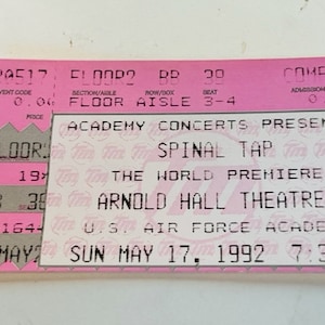 Spinal Tap Rock Konzertkarte Pop Memorabilia Musik Heavy Metal Country Ephemera 1992 Arnold Hall Theatre Air Force Academy Colorado