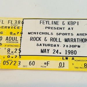 Rock Roll Maraton KBPI Konzertticket Stub Pop Memorabilia Musik Heavy Metal Country Ephemera Sammlerstück 1980 Mcnichols Denver Colorado CO