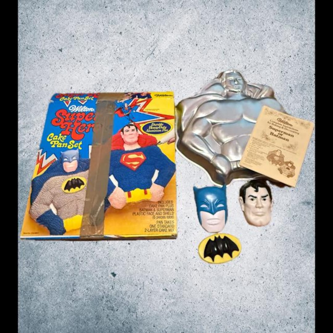 Vintage Superman Batman Cake Pan Set Wilton Super Hero 1977 COMPLETE DC ...