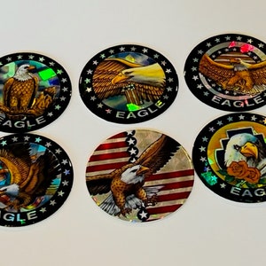 American Bald Eagle Pogs lot Slammer Milk Cap game poggs vtg America USA bird E2
