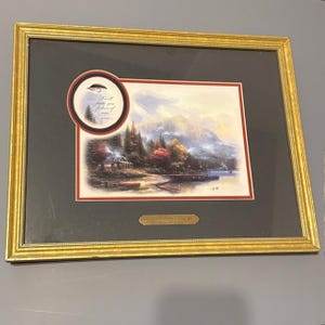Thomas Kinkade Framed Print Picture 15X12 COA End Perfect Day III Fishers Men