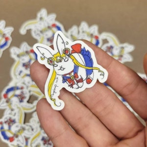 Sticker lapin Sailor Moon | Sticker lapin| Autocollants en vinyle lapin| Autocollants mignons | Sticker pour téléphone| Sticker pour ordinateur portable | Sticker lapin|Sticker personnalisé