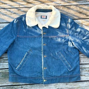 Vintage Oshkosh B’Gosh Denim Sherpa Lined Chore Jacket 1980’s USA Union-Made