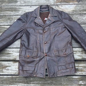 Vintage 1970’s Brown Glov-Tanned Leather Jacket with Removable Plush  Liner