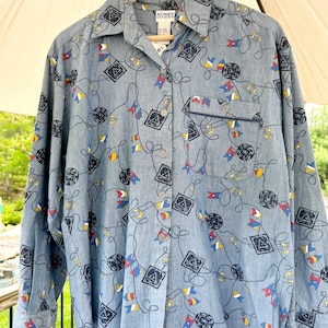 1980’s Koret City Blues Nautical Sailing Chambray Shirt
