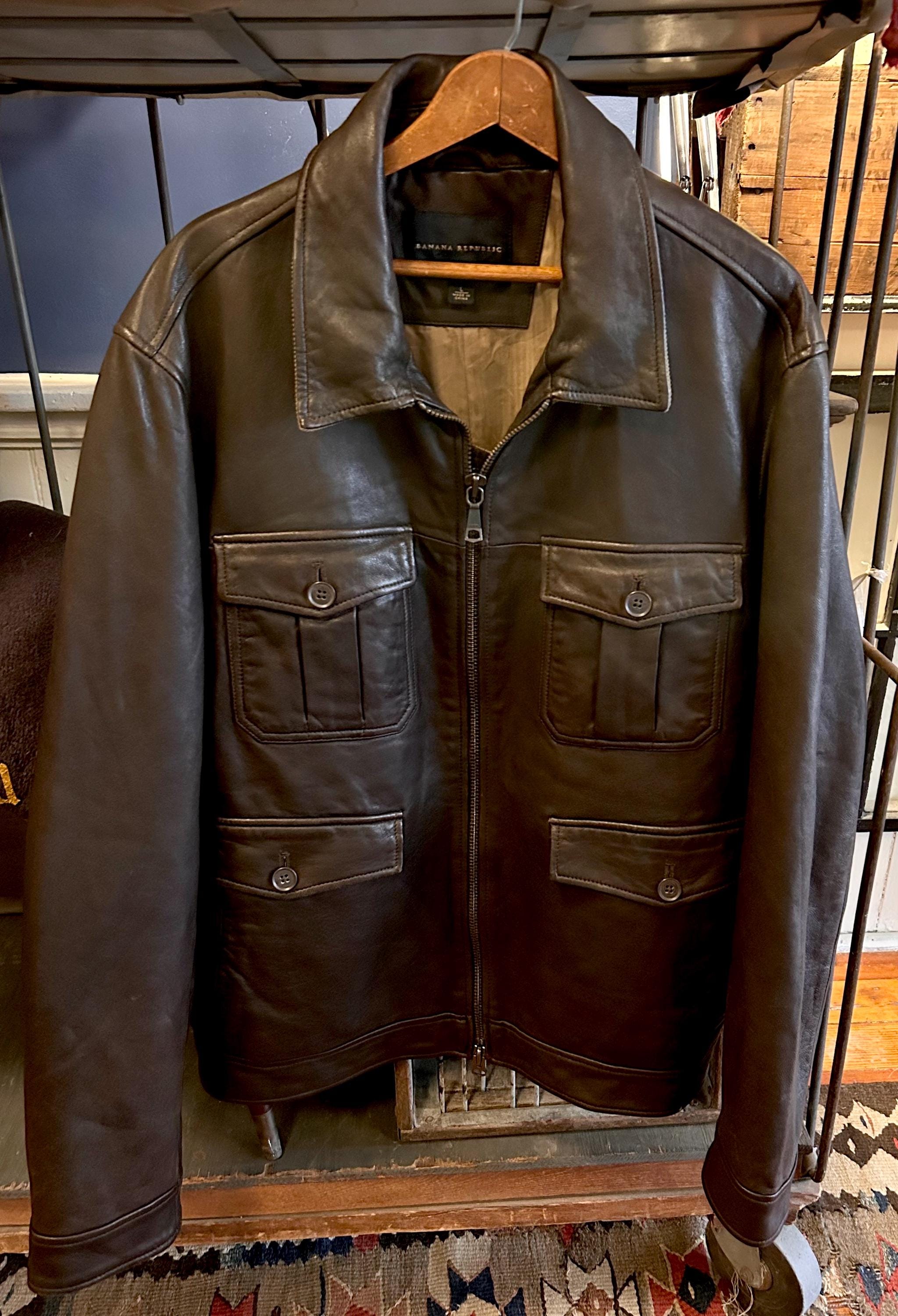 Banana Republic Leather Jacket - Etsy