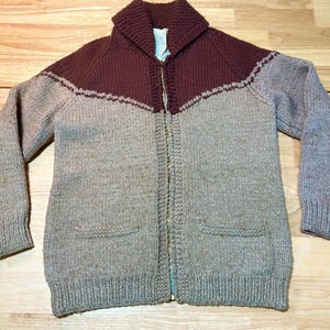 Handmade, Hand Knit Cowichan Cardigan Sweater 1950’s