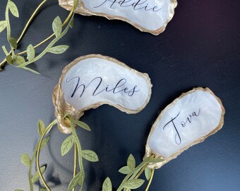 Oyster Shell Ornament Wedding Place Card Personalized Name