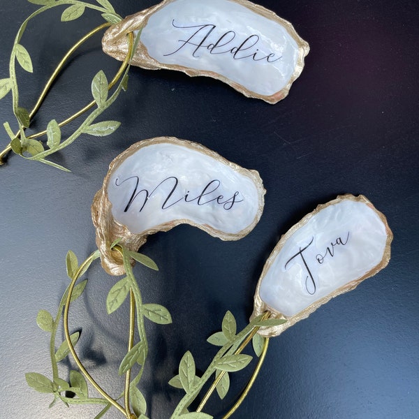 Oyster Shell Ornament Wedding Place Card Personalized Name