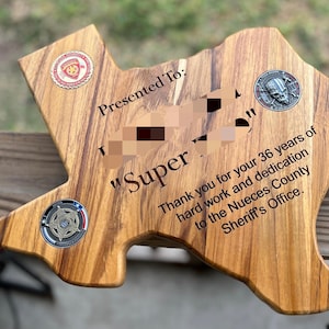 Corporate Plaque, years of service award, Retirement Plaque, Custom designs and shapes available. Law enforcement, Police, Military Award