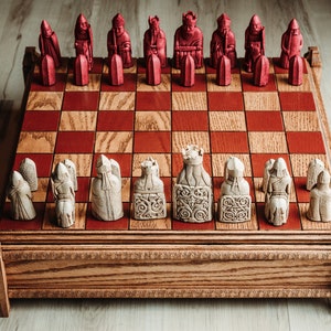 Isle of Lewis Chess Board - with or without Case and Handmade Chessmen {ALSO AVALABLE SOON @} https://www.etsy.com/shop/NorthmanOutdoorCo