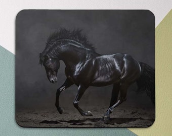 Square Mouse Pad Black Horse Mouse Pad Men Nature Animal Round Mousepad Office Gift Mat Decor Desk Accessories