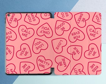 Valentines day sweets iPad case pink iPad case with pen slot iPad case cute ipad case pencil iPad case hearts iPad smart case iPad Pro case
