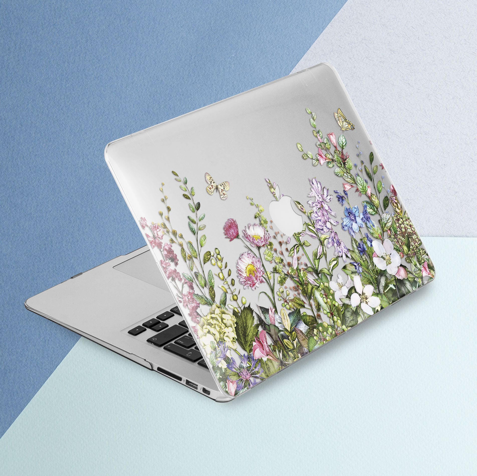 Winter flowers print on plastic Macbook case for new Pro Mac Laptop 13 2019 and MacBook Air 13 2019 leaf Macbook 12 flowers MacBook Pro