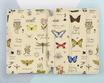 iPad case butterflies Vintage art Insect Aesthetic Girly Tablet cover Case stand 2026 Air 13 11 Pro 13 M4 Mini 7 A17 10 2 10 9 11th gen A16