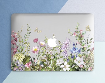Wild Flowers Macbook case Floral Cute Women Girly Flower Leaf Summer Transparent case Butterfly Pro 14 M5 Pro 13 Pro 16 Air 15 Air 13 2025