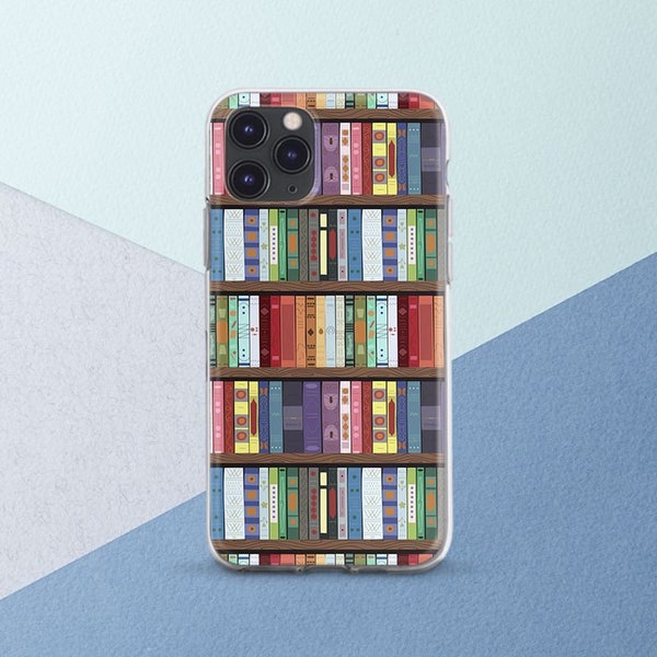 Bookshelf print iPhone case vintage Phone case man iPhone 14 case Books lover gift iPhone 13 mini iPhone 14 Pro iPhone 12 case