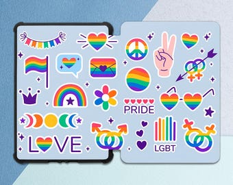 Kawaii rainbow print Kindle case LGBT Pride print cover Kindle case love Kindle case blue Kindle case stars Kindle Cute gift Inspirational