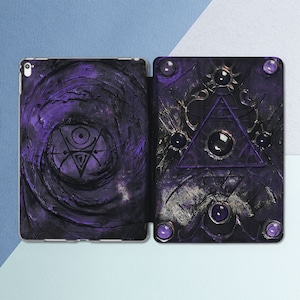 Black magic book print Deep violet case iPad case occult iPad smart case iPad flip cover iPad 12 9 2021 iPad 10 2 8th gen iPad 11 iPad 9 7