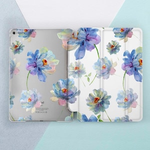 iPad case floral Blue flowers Summer Girl 6th gen 5th gen Pro 11 10 5 12 9  iPad mini 5 Mini 4 iPad 2018 case Smart case iPad Pro 9 7 case